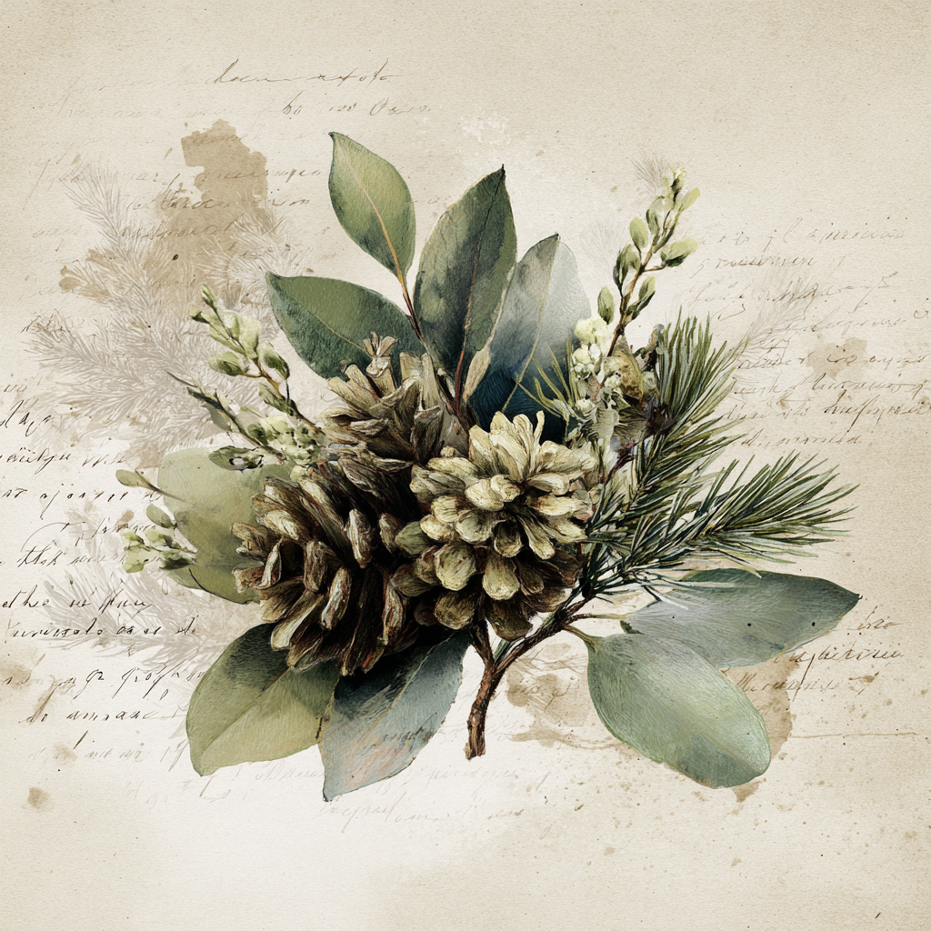 Pine Cones and Greenery Winter Sign