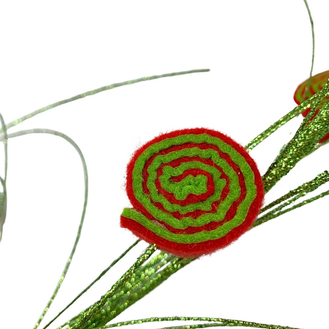 Candy Roll Twig Spray 35" - Red/Green