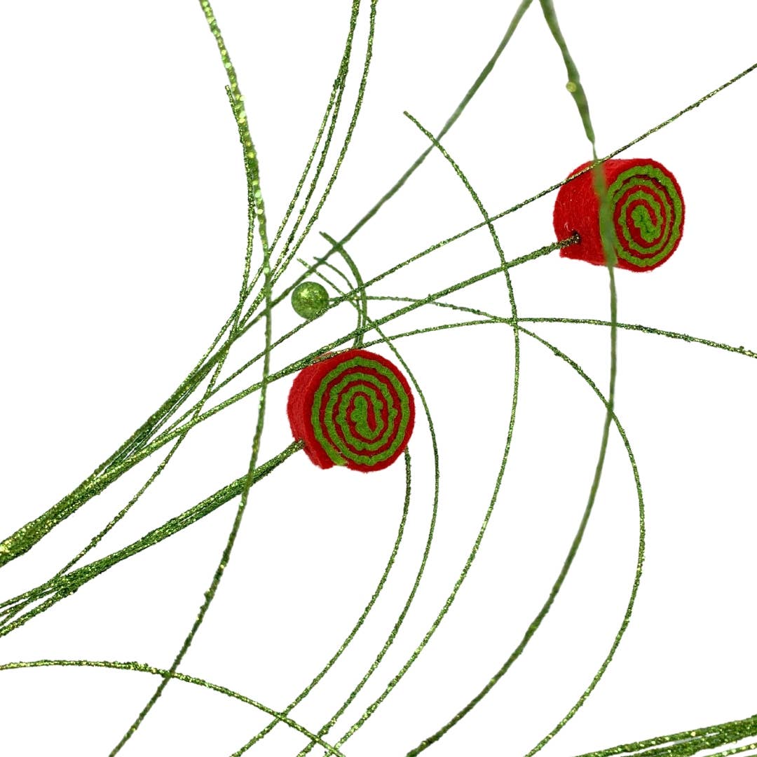 Candy Roll Twig Spray 35" - Red/Green