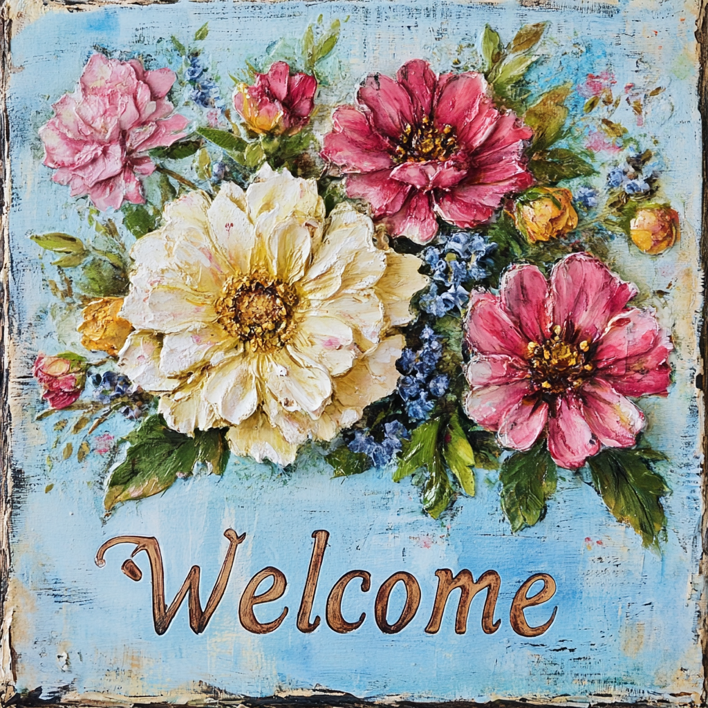 Everyday floral welcome sign
