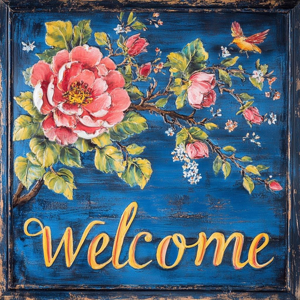 Everyday sign for crafting, floral welcome wreath sign, wall decor, front porch decor for everyday