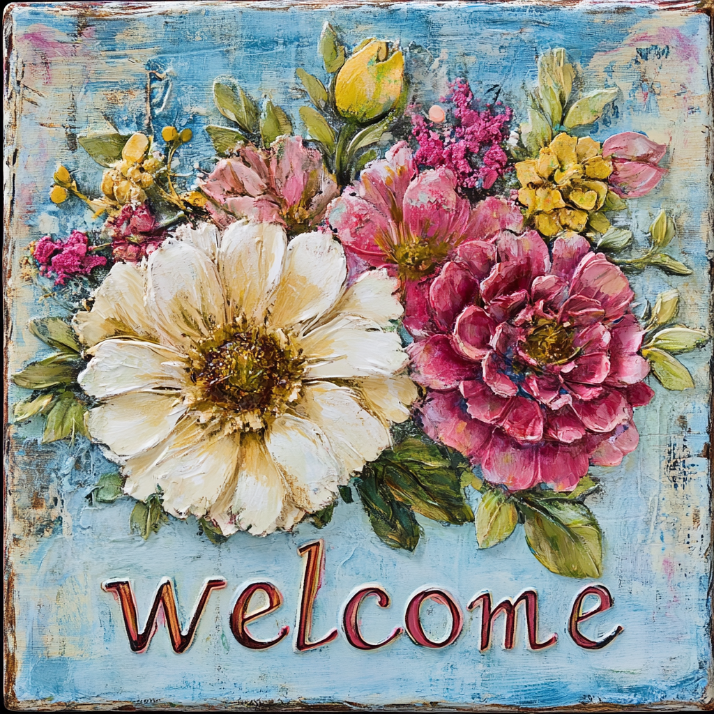 Everyday floral welcome sign