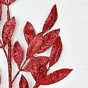 30072- 31in Spray-Glittered Bay Leaves-RED
