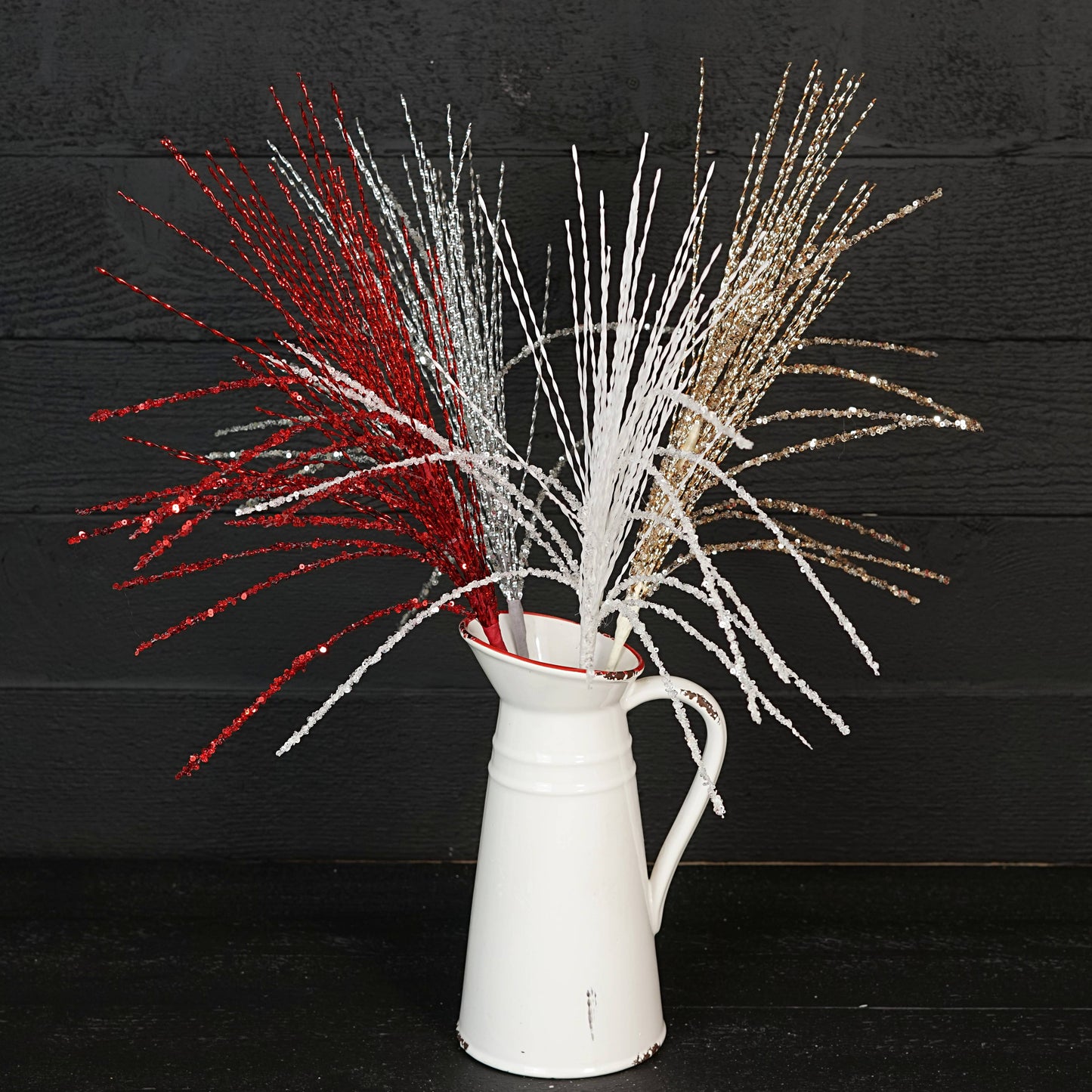 32262-25in Bunch-Beaded and Glittered Strings-Red