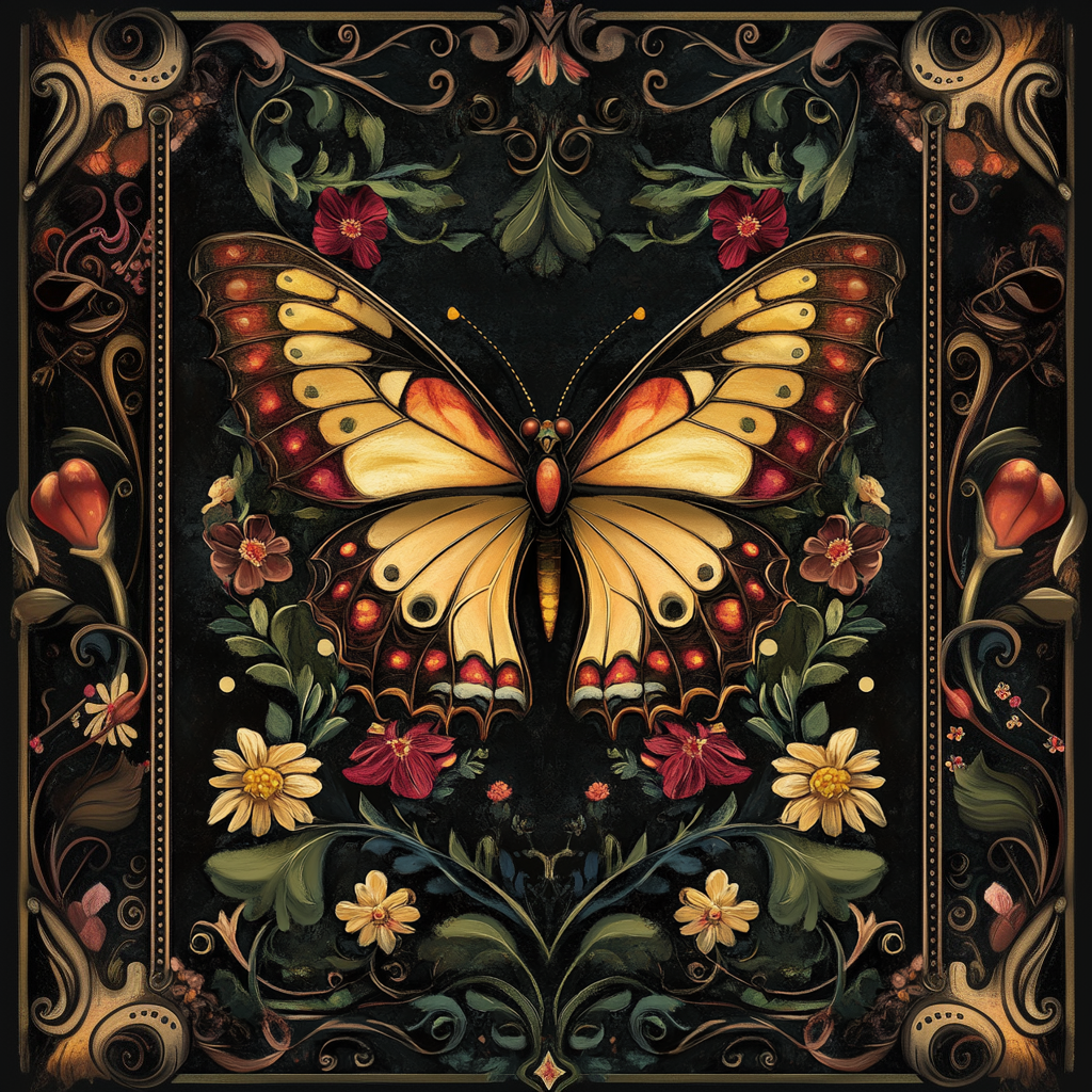 Garden Flowers and Butterflies Print