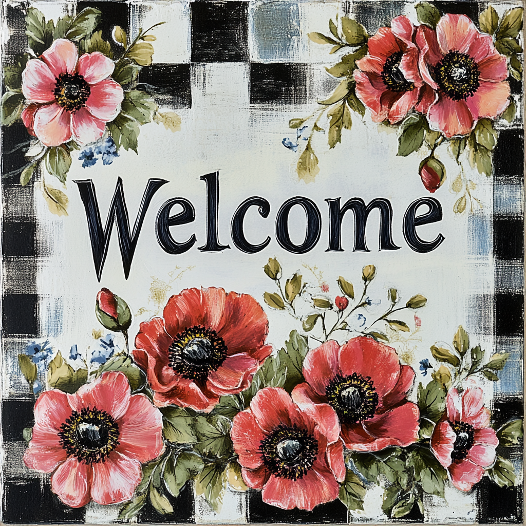French Country Inspired Everyday floral welcome sign