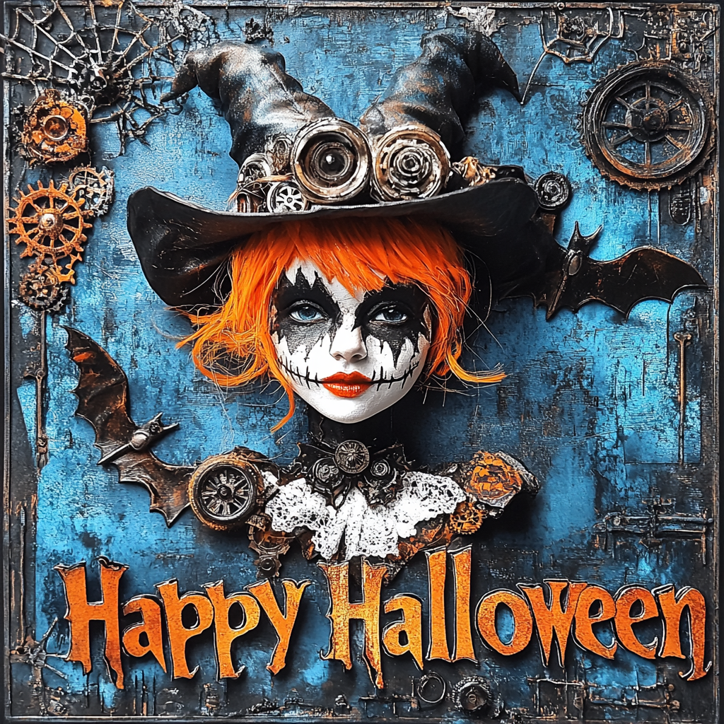 Happy Halloween sign for crafting, steampunk wreath sign, spooky wall decor