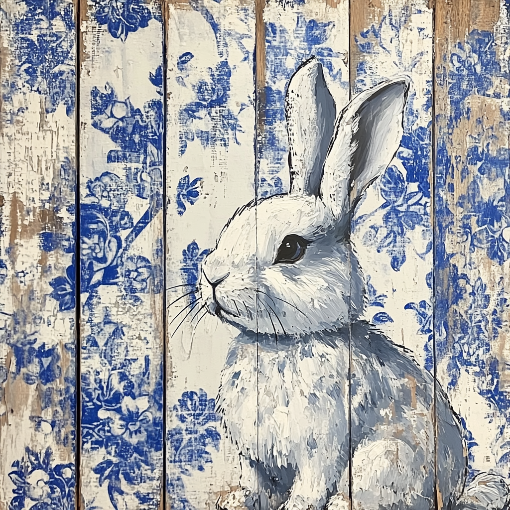 Blue and Cream Chinoiserie Rabbit