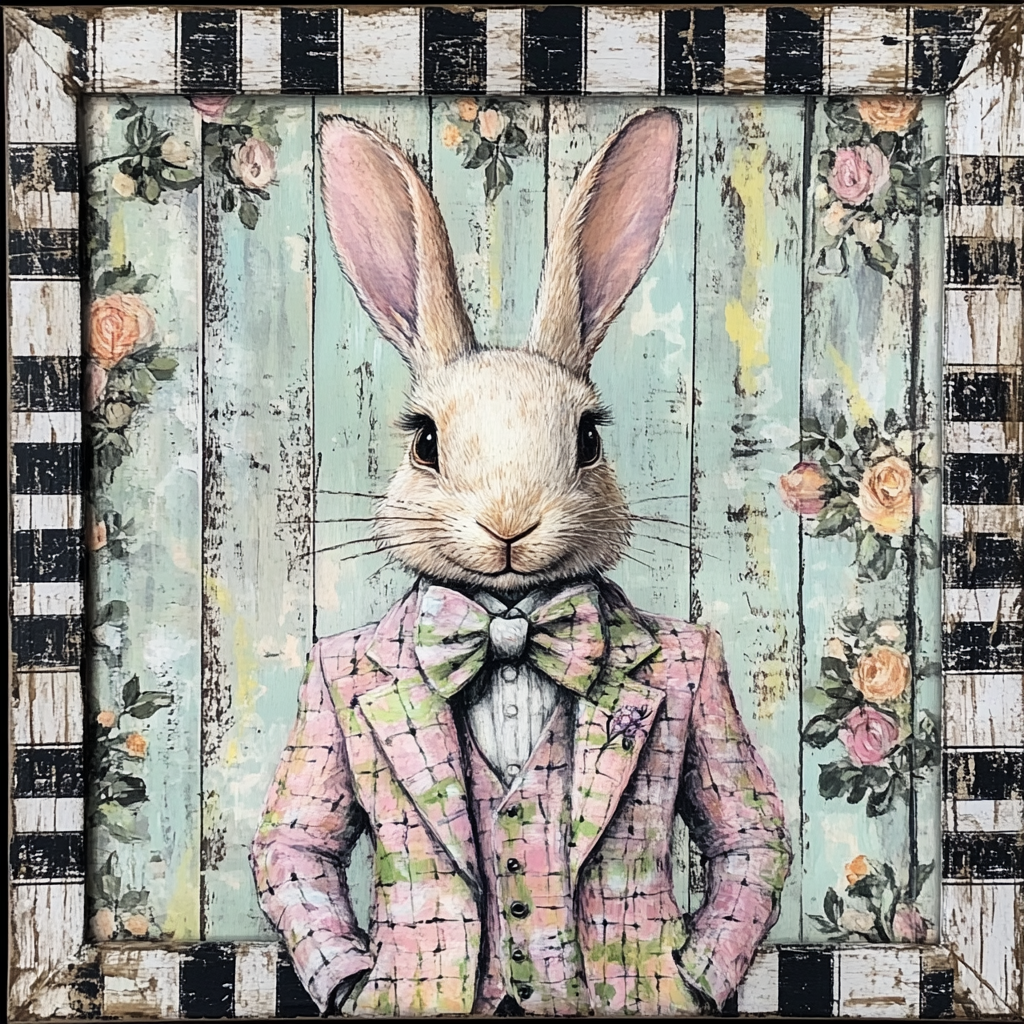 Dapper Bunny with Yellow Plaid Suit