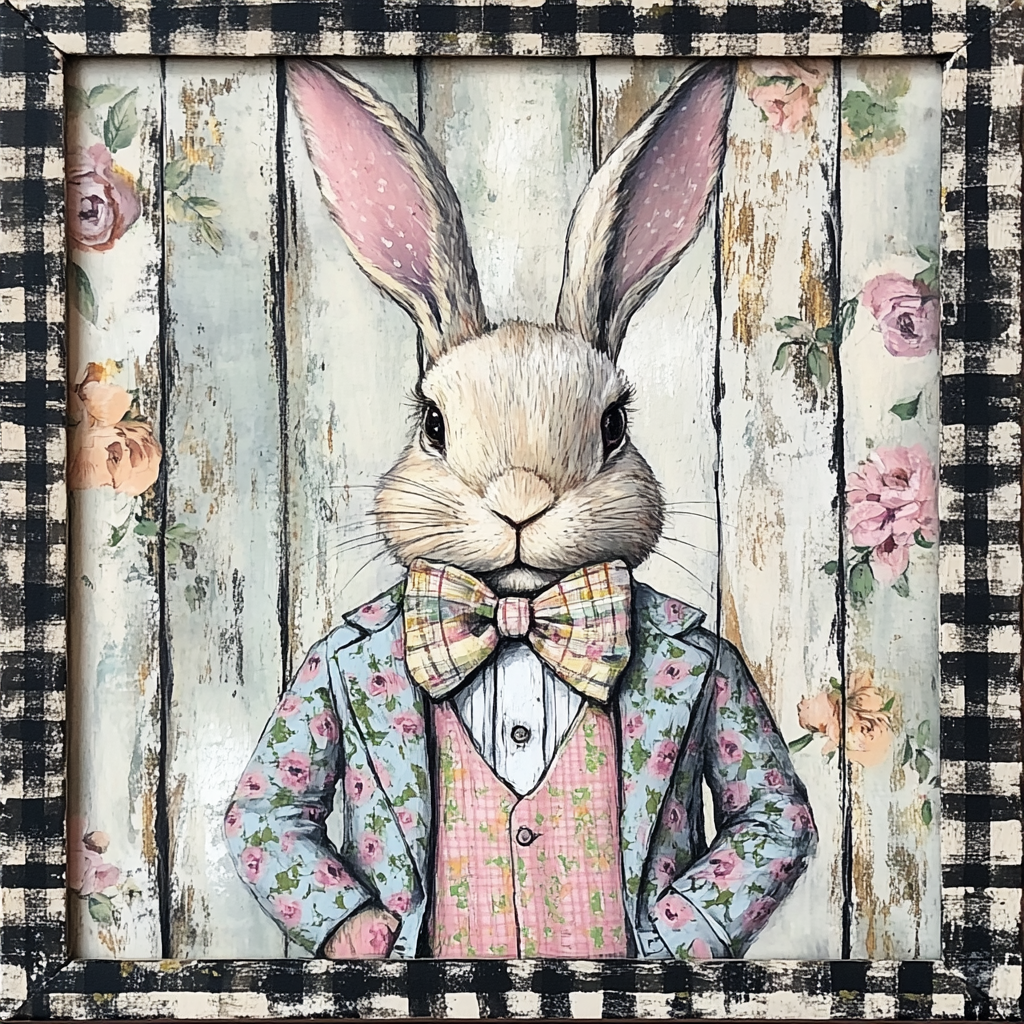 Pink and Blue Easter Bunny
