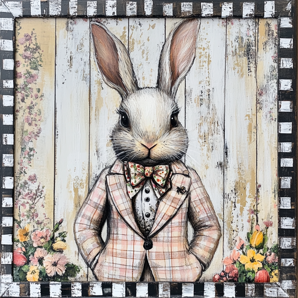 Dapper Bunny in Peach and Yellow