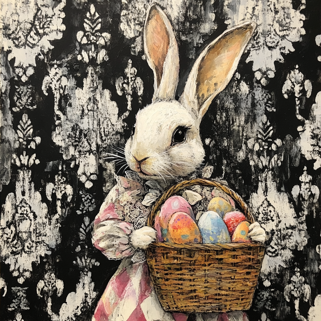 Fancy Easter Bunny with Easter Eggs