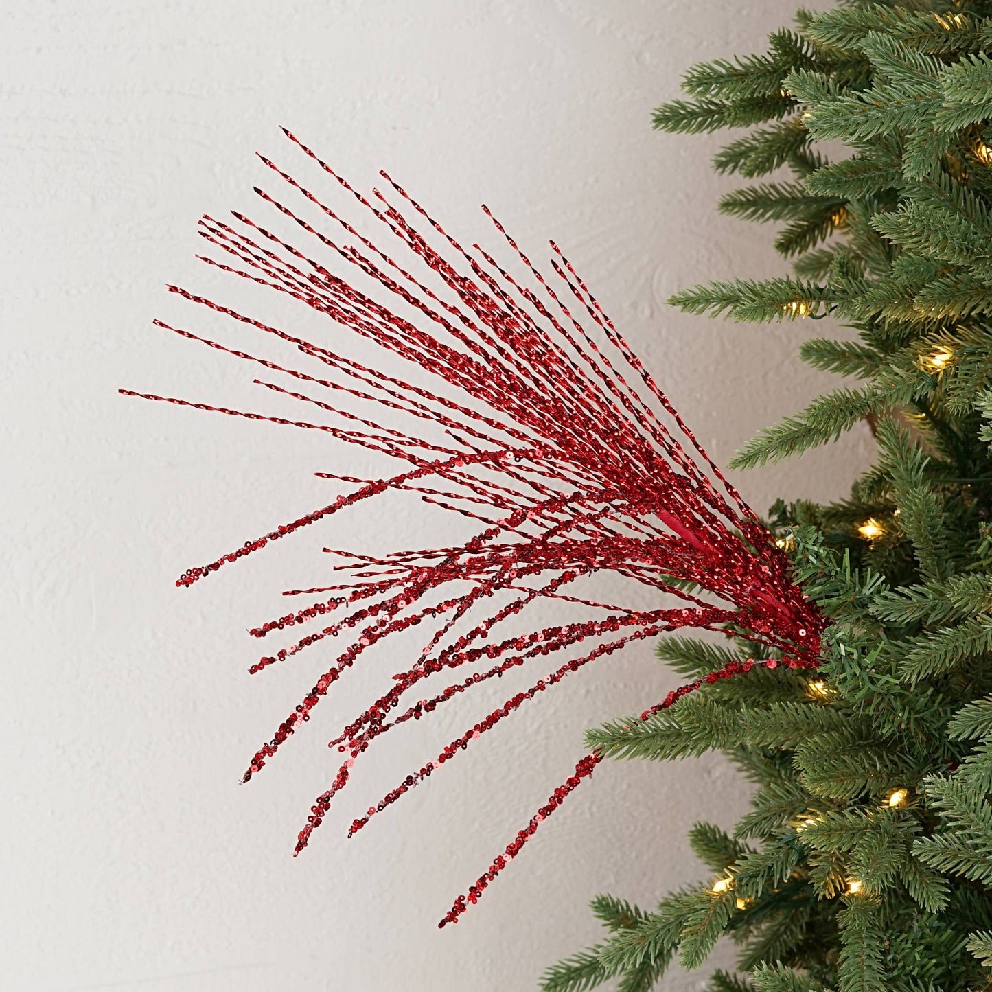 32262-25in Bunch-Beaded and Glittered Strings-Red