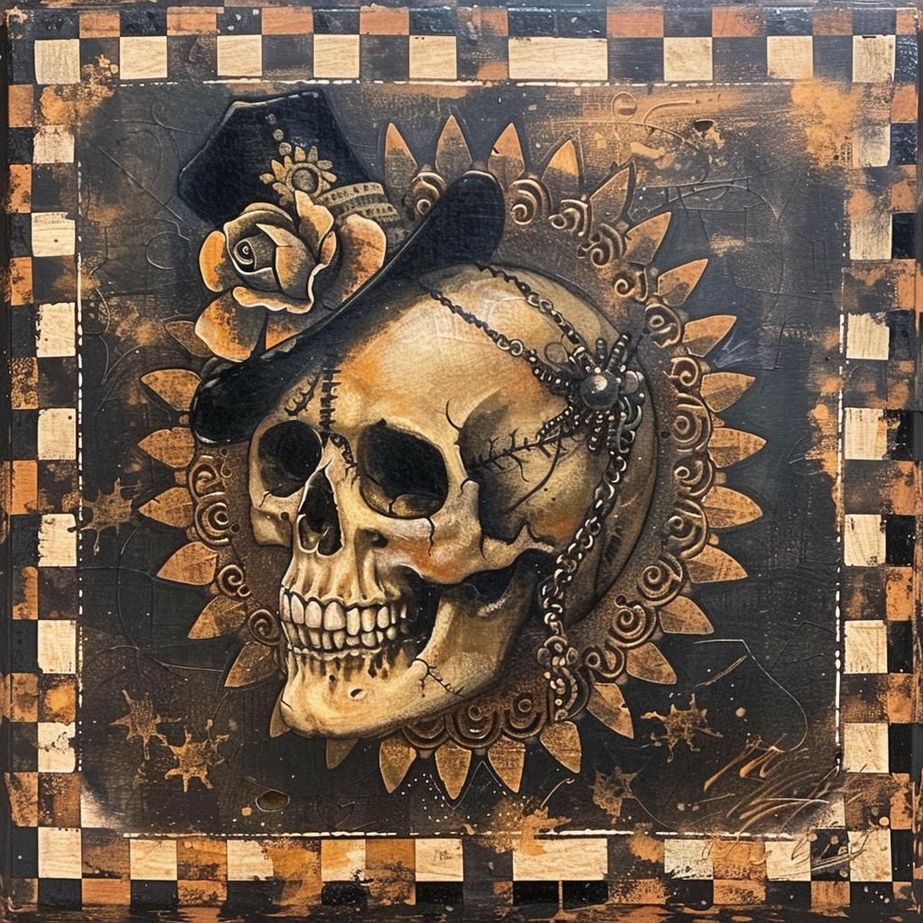 Halloween sign for crafting, steampunk wreath sign, spooky wall decor, skeleton decoration