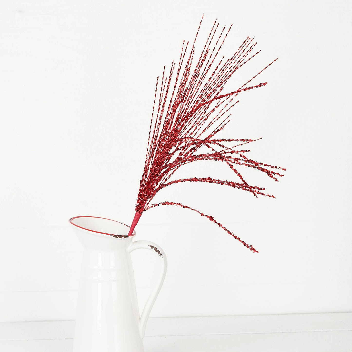 32262-25in Bunch-Beaded and Glittered Strings-Red