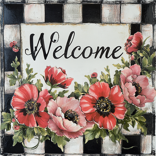 French Country Inspired Everyday floral welcome sign