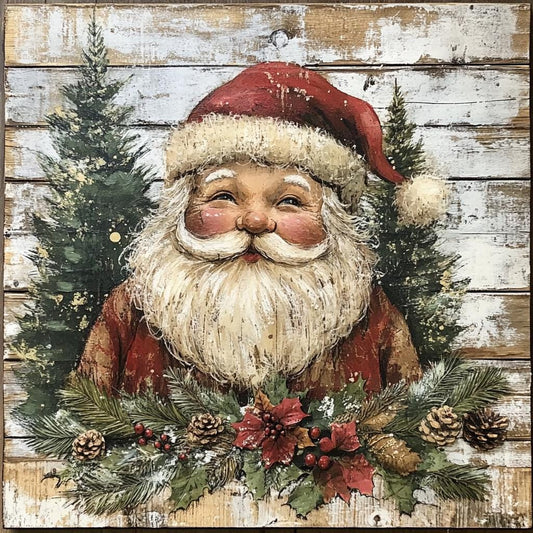 Christmas sign for crafting, Christmas wreath sign, Christmas wall decor, vintage Santa clause, primitive Mr. Claus