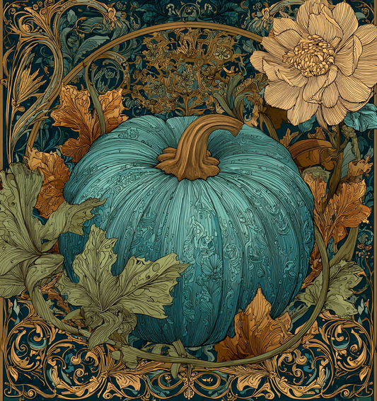 Rustic Turquoise Pumpkin and Flowers