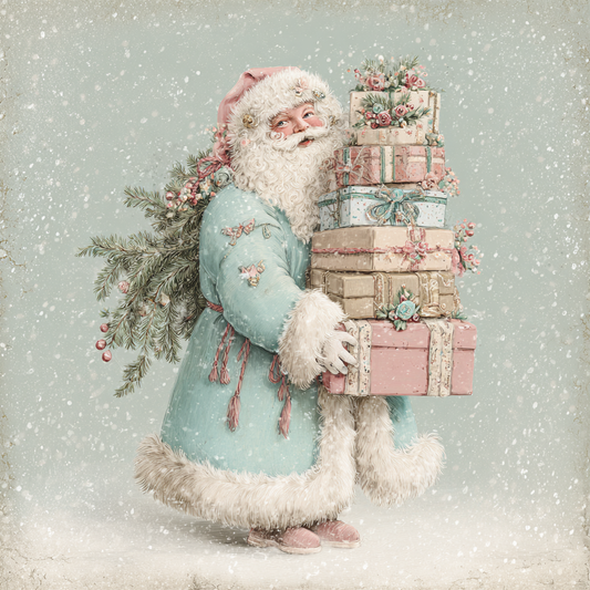 Pastel Santa Claus with Gifts