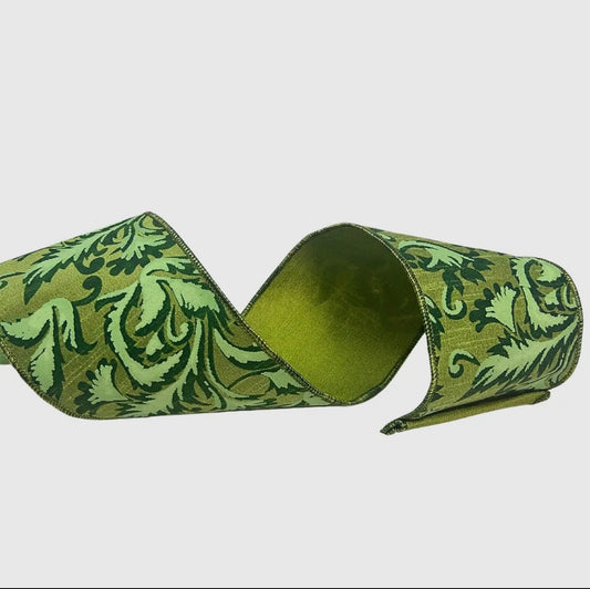 4”x10yd Elegant Acanthus Faux Canvas Ribbon