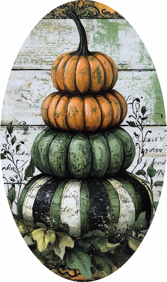 Fall Pumpkin Topiary , Oval Sign