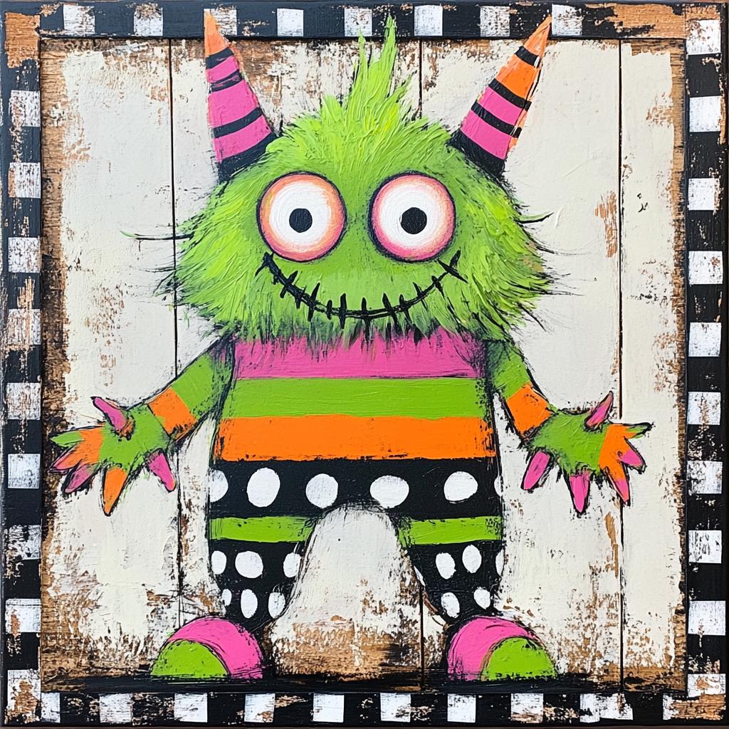 Halloween sign for crafting, whimsical monster wreath sign, spooky wall decor, furry monster decoration