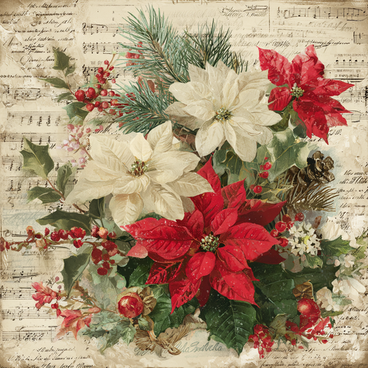 Vintage Christmas florals and Holiday Music