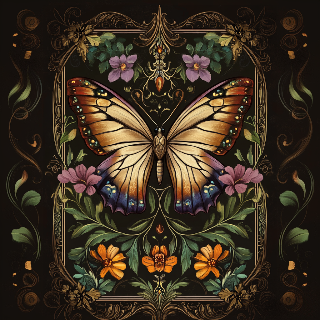 Garden Flowers and Butterflies Print