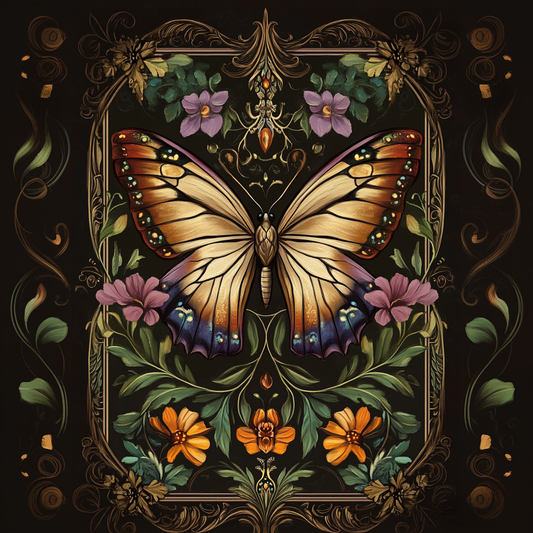 Garden Flowers and Butterflies Print