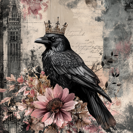 Fantasy Royal Raven soft colors wreath sign,  wall decor, Halloween decor with Raven