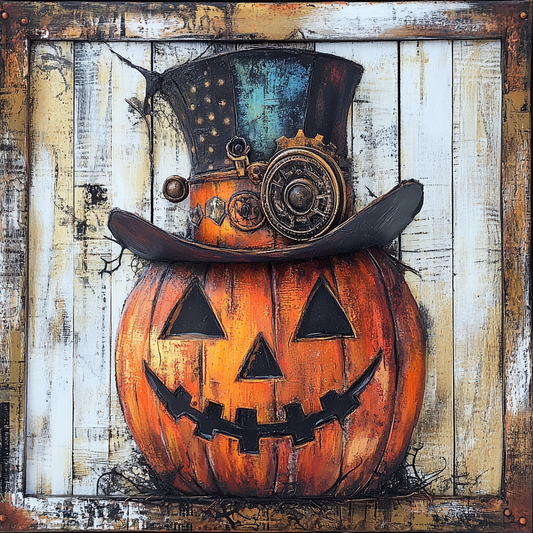 Halloween sign for crafting, steampunk wreath sign, spooky wall decor, Jack-o-lantern decoration