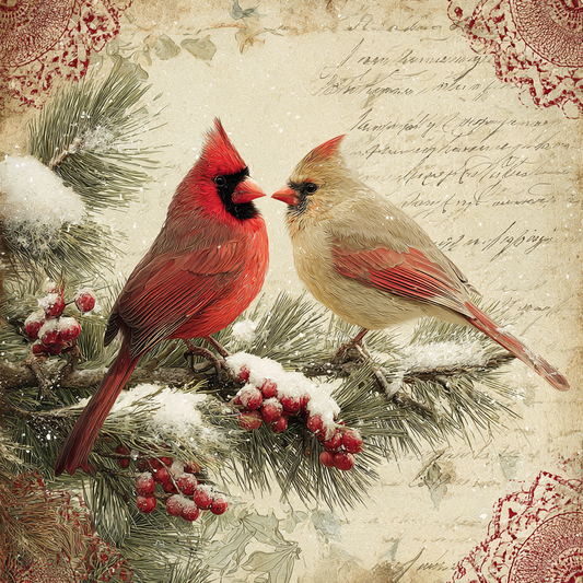 Rustic Winter Cardinals