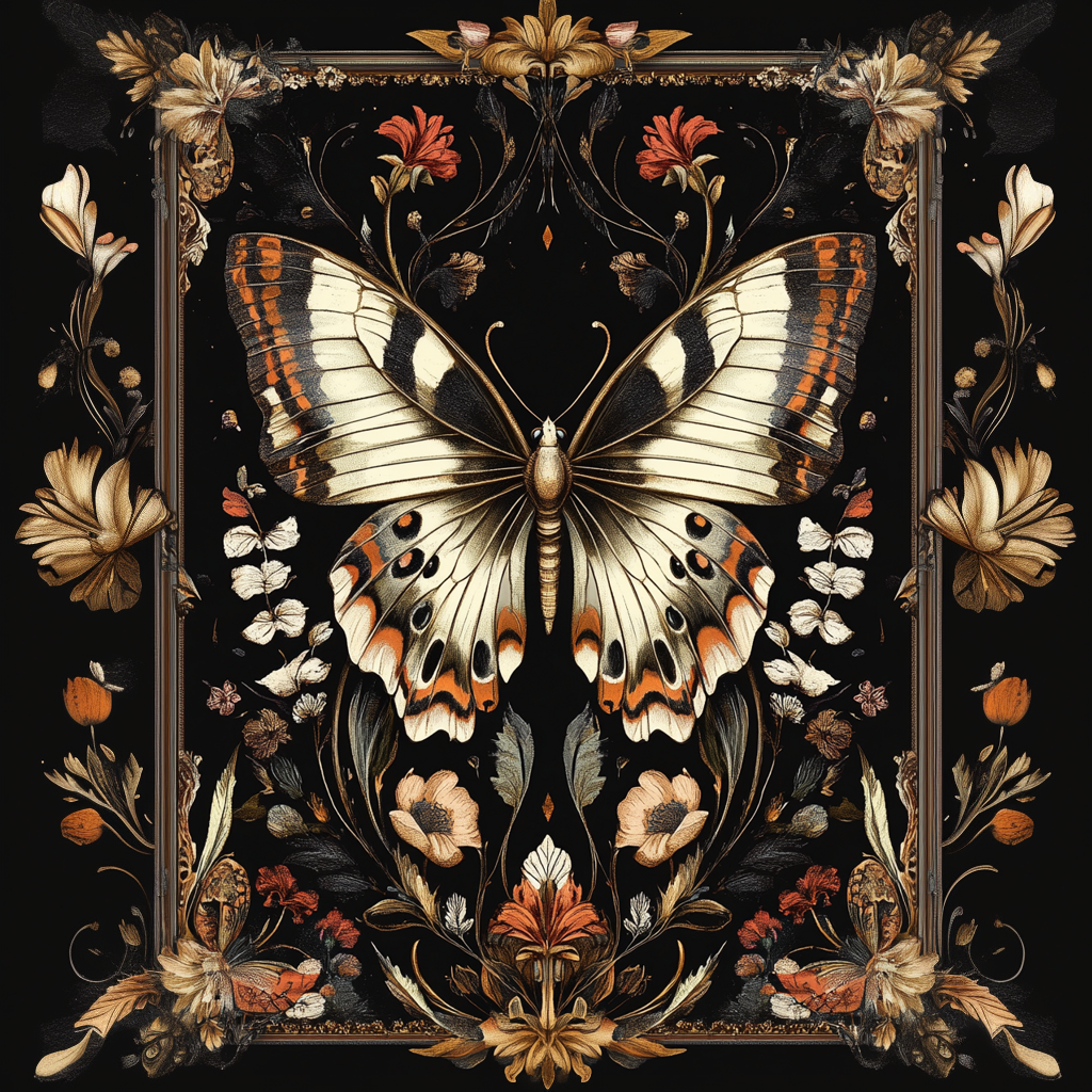 Garden Flowers and Butterflies Print
