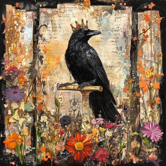 Fantasy Raven colorful wreath sign,  wall decor, Halloween decor with Raven