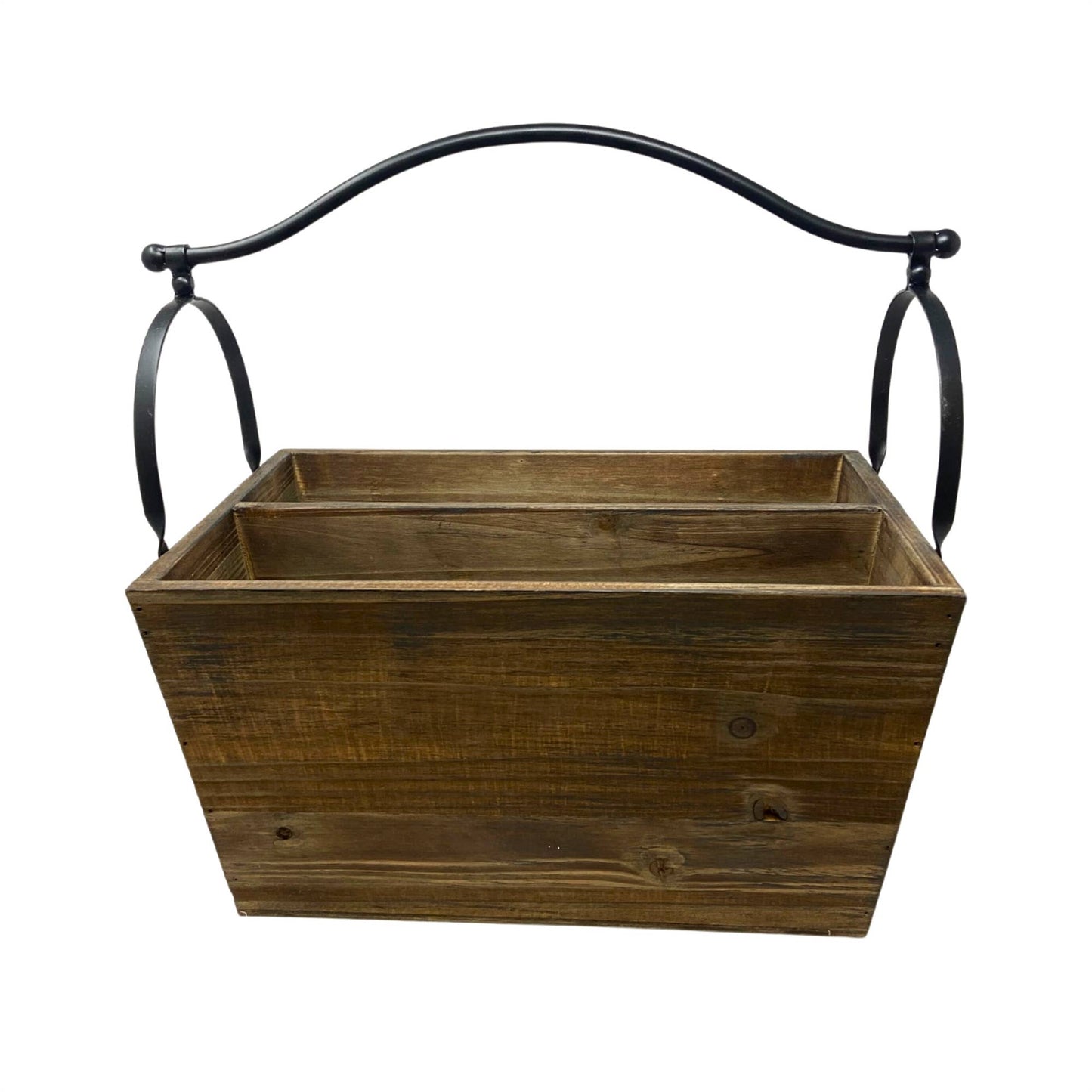 Wood Basket with Metal Handle