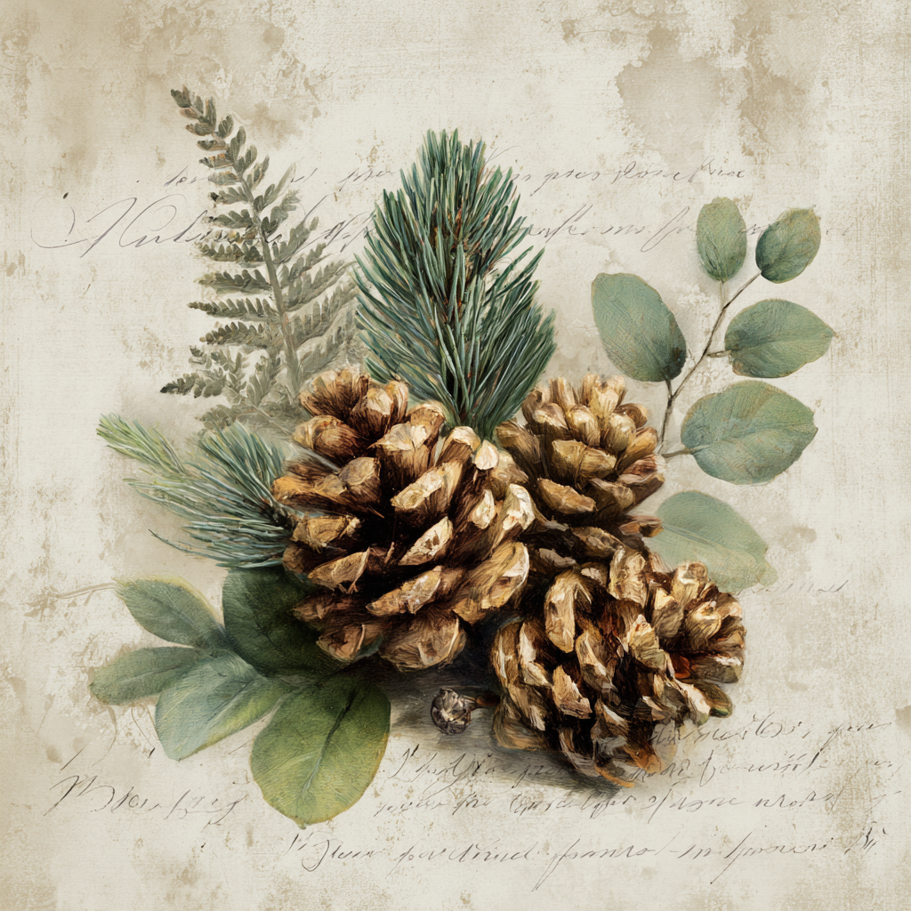 Pine Cones and Greenery Winter Sign
