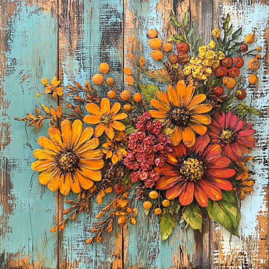 Fall sign for crafting, fall wreath sign, fall wall decor, traditional fall colors, sunflowers, daisies, rustic