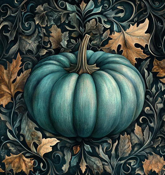 Turquoise Ornate Fall Patterned Pumpkin sign for crafting, fall wreath sign, fall wall decor