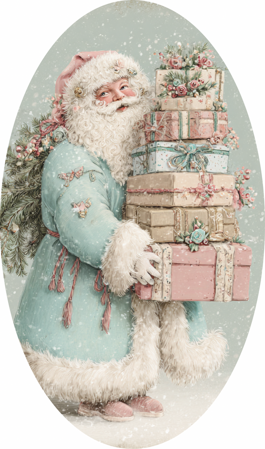 Victorian Pastel Santa Claus, Oval Sign