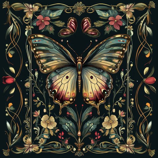 Garden Flowers and Butterflies Print