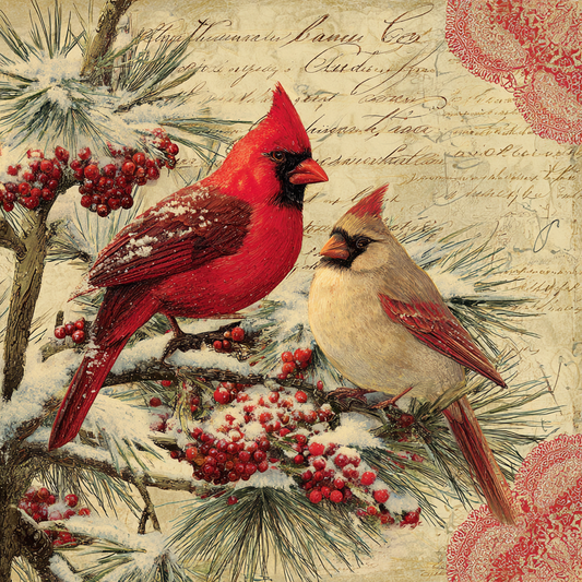 Rustic Winter Cardinals