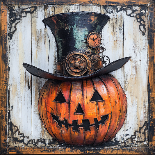 Halloween sign for crafting, steampunk wreath sign, spooky wall decor, Jack-o-lantern decoration