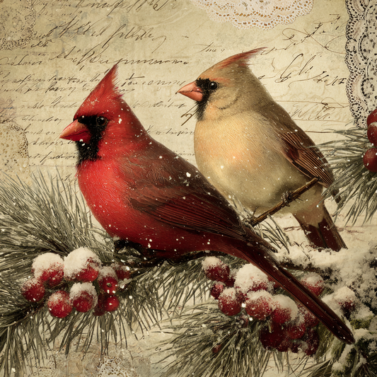 Rustic Winter Cardinals