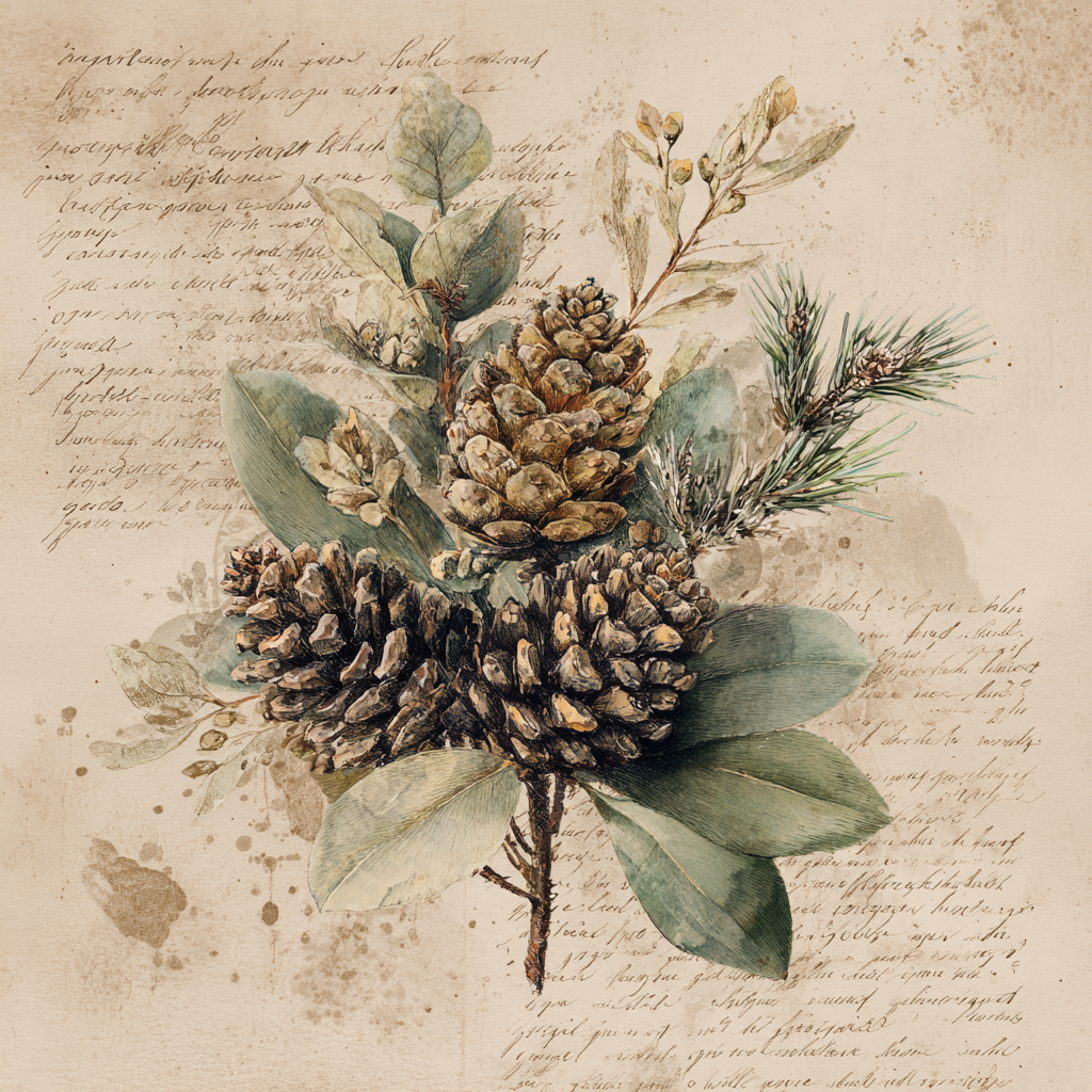 Pine Cones and Greenery Winter Sign