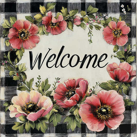 French Country Inspired Everyday floral welcome sign