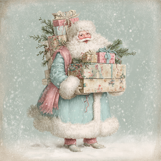 Pastel Santa Claus with Gifts