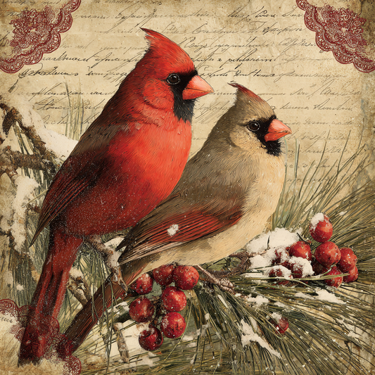 Rustic Winter Cardinals