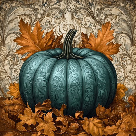 Turquoise Ornate Fall Patterned Pumpkin sign for crafting, fall wreath sign, fall wall decor