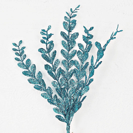 ISB38520- 24in Glittered Boxwood leave spray-Blue