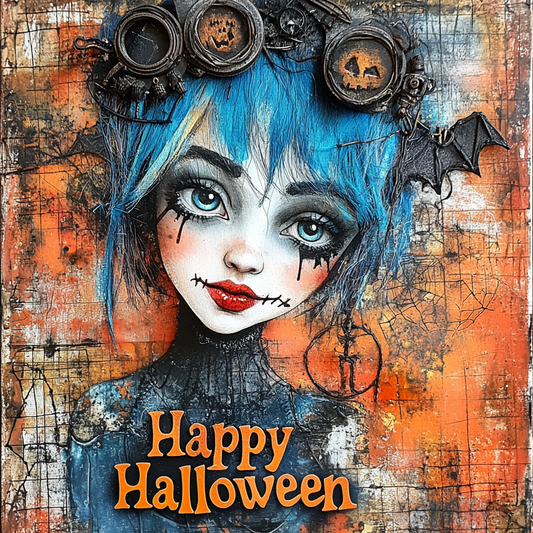 Happy Halloween sign for crafting, steampunk wreath sign, spooky wall decor